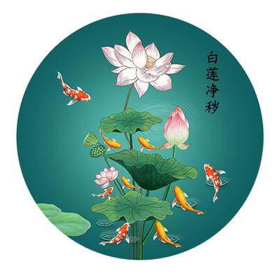 荷花净秽图装饰画自粘贴纸防水