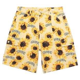 From Mars 好事发生 日系向日葵满印短裤工装口袋牛仔裤小众裤子