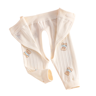 婴儿裤子小月龄春秋初生男宝宝女纯棉a类开裆裤新生儿魔术贴秋裤