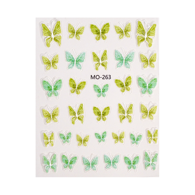 免胶直接贴美甲贴纸绿色蝴蝶贴纸