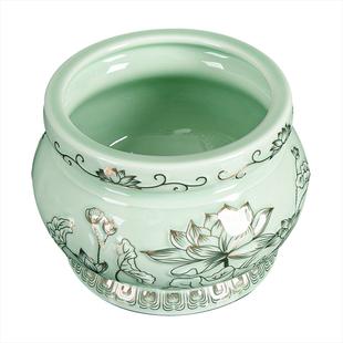 香炉家用室内供奉陶瓷插香炉青骨瓷莲花烧香炉供佛小白香炉香炉碗