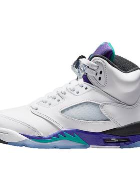 Nike耐克女鞋Air Jordan 5 AJ5白紫葡萄大童复古篮球鞋HQ7980-100