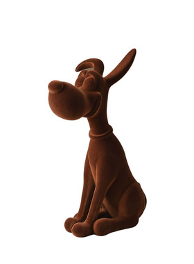 高级立体旺财犬植绒树脂摆件