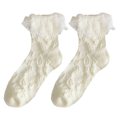 花边袜女纯棉中筒袜洛丽塔短袜