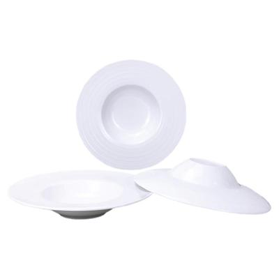 陶瓷意大利面纯白草帽碗西式汤盘