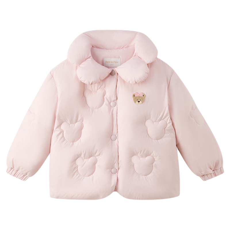 PawinPaw卡通小熊童装25秋冬新款女宝宝防水可爱花瓣领保暖羽绒服