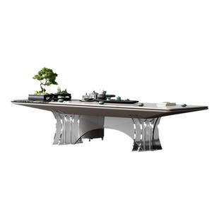 Mobeier 天然奢石办公桌茶桌一体别墅会所商务接待茶室悬浮大茶台