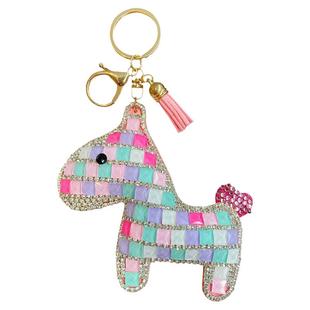 网红满钻小马汽车钥匙扣链女精致可爱书包挂件生日新年送礼物饰品