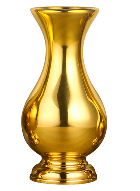 光身素面观音佛堂供奉插花纯黄铜