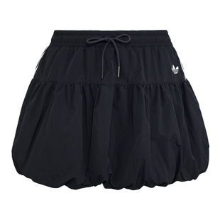 adidas阿迪达斯三叶草半身裙2026夏女休闲运动短裙泡泡裙 KU4773