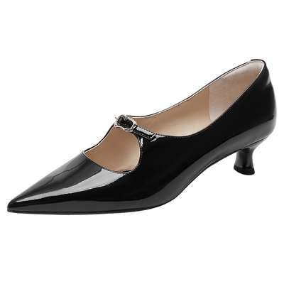真美诗优雅通勤尖头玛丽珍高跟鞋