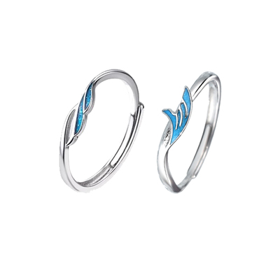 鲸鱼海洋闺蜜款纯银对戒