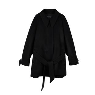 LESS春季法式中长款小翻领廓形含羊绒羊毛双面毛呢大衣2O1813910