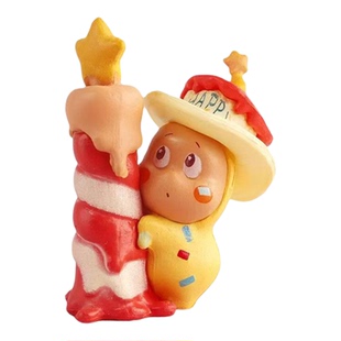 可爱卡通可爱苹果许愿星星人蛋糕装饰摆件卡通纸质星星人语录插件