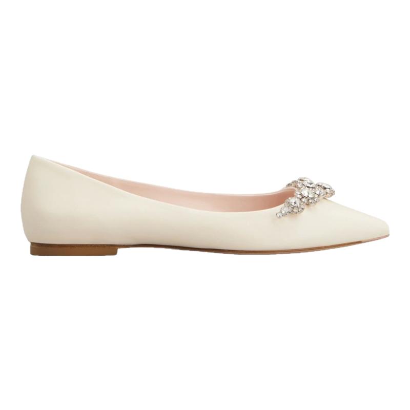 RogerVivier/罗杰维维亚女士芭蕾舞鞋纳帕羊皮水晶花朵手工新款