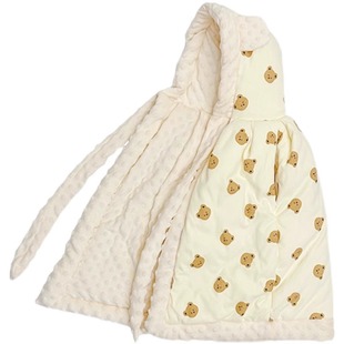 婴儿披风斗篷可伸手宝宝防风衣外出加绒加厚包裹男女幼童抱被冬款