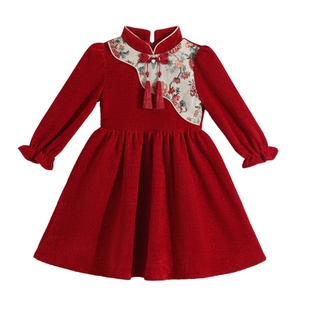 新款儿童演出服红色爱国朗诵合唱服装中国风小学生表演服冬季加绒