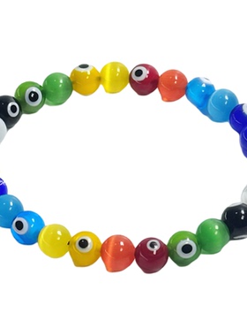 DIDOU彩色琉璃koz恶魔之眼正品手链男女小众高级转运潮流手串