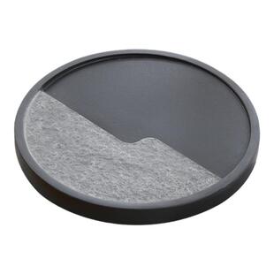 天然乌金石茶盘圆形单盘石材一体整块石板家用客厅茶台石头茶托盘