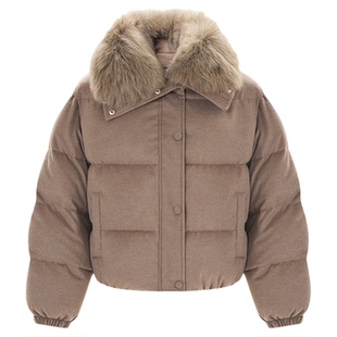 HONORE古月 重磅羊毛LP 真毛领自带手套 落肩长短款90鹅绒羽绒服