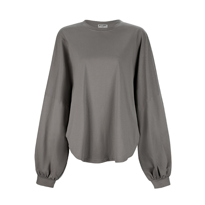 蝎子袖复古纯棉长袖T恤复古灰