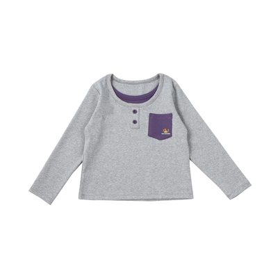 夏生 山系假两件T恤 女童高克重长袖上衣撞色打底衫儿童秋装新品t