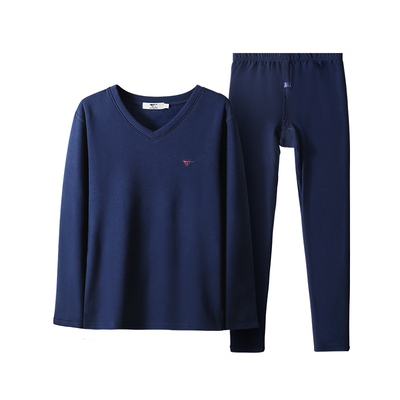 七匹狼低领加绒加厚保暖内衣套装