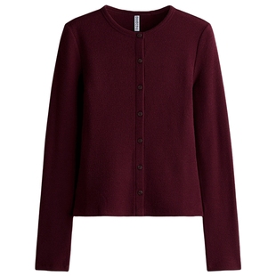 HM女装毛针织衫冬季深冬型人穿搭气质红色内搭打底衫1300929