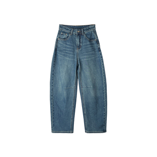 视觉感爆增!~高腰阔腿镰刀牛仔裤女2026新春宽松显瘦百搭香蕉裤