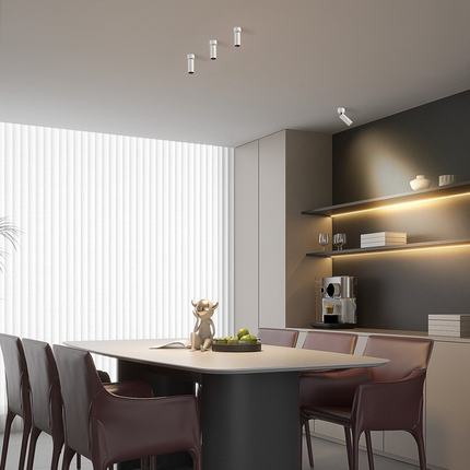 LED明装射灯万向可调cob筒灯背景墙吸聚光灯天花406L式顶筒灯画廊