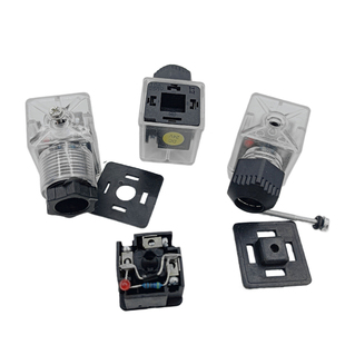 液压电磁阀续流防护插头DC24v12V防护接线盒带灯二极管防护型插头