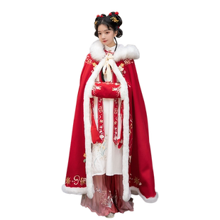 醉雨朵【慕冬】原创秋冬款斗篷汉服女加绒加厚披风中国风披肩外套