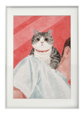 萌猫系列客厅卧室装饰画美短起司猫咪手绘小众沙发背景墙书房挂画