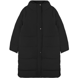 布景羽绒服女中长款2025冬季新品简约连帽厚款宽松白鸭绒外套0153