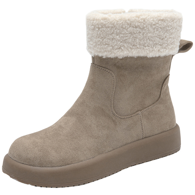 大东2025冬季新款圆头厚底雪地靴