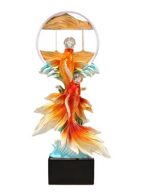 年年有余锦锂摆件流沙画大号