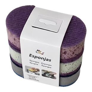 新款加厚高密度洗碗海绵刷三支装不沾油锅刷双面厨房洗碗擦百洁布