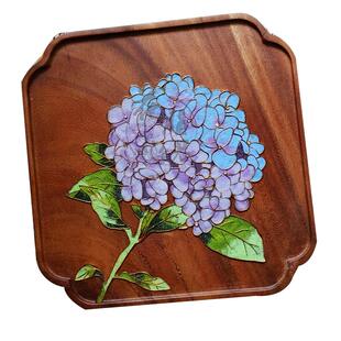 文创新中式绣球花手绘茶席杯垫手工掐丝珐琅彩DIY非遗文创礼品