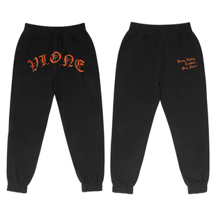 VLONE 哥特风LOGO运动裤束脚休闲卫裤宽松男女同款针织裤新款裤子