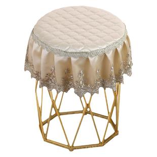 六边形凳子套八角椅套凳子套罩圆形垫子轻奢家用小圆凳坐垫带绑绳