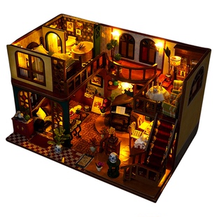 diy小屋韵味东方手工拼装复古生日礼物氛围灯拼装玩具微缩