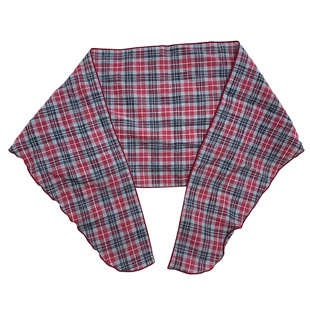 复古红色格纹头巾女韩系春夏薄款田园风领巾百搭丝巾正流行三角巾