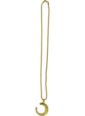 复古个性银色鎏沙C形弯月项链耳环女轻奢高级感长款毛衣链麻花链