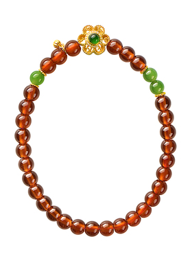 觉人原创石榴石18K金嵌钻石手链