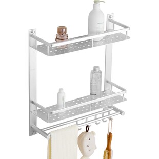 免打孔浴室太空铝置物架双层卫浴毛巾架卫生间壁挂式洗衣机收纳架