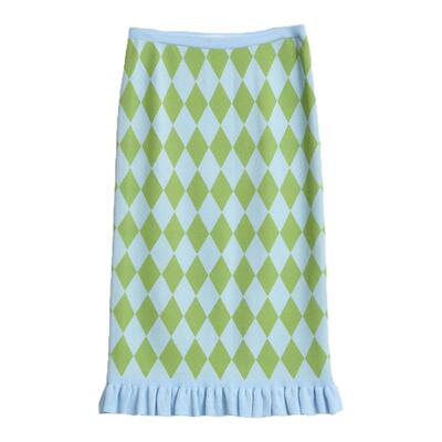 pushBUTTON 秋冬新款女士菱形花边针织半身裙银泰百货精品 301596