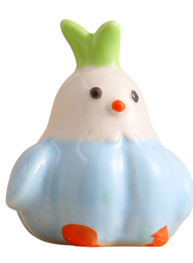 陶瓷蒜鸟小摆件桌面迷你装饰品