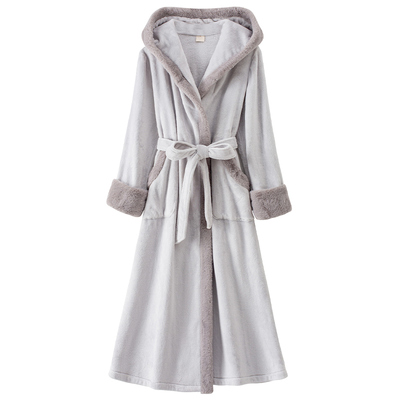 高级感气质连帽法兰绒睡袍