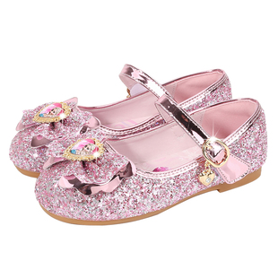 儿童鞋子女童公主鞋软底配裙子礼服爱莎2026新款水晶小女孩艾莎鞋