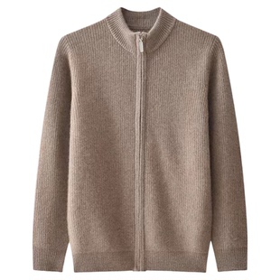 小禾同款!加厚男士100%纯山羊绒半高元宝针拉链开衫外套 jj746